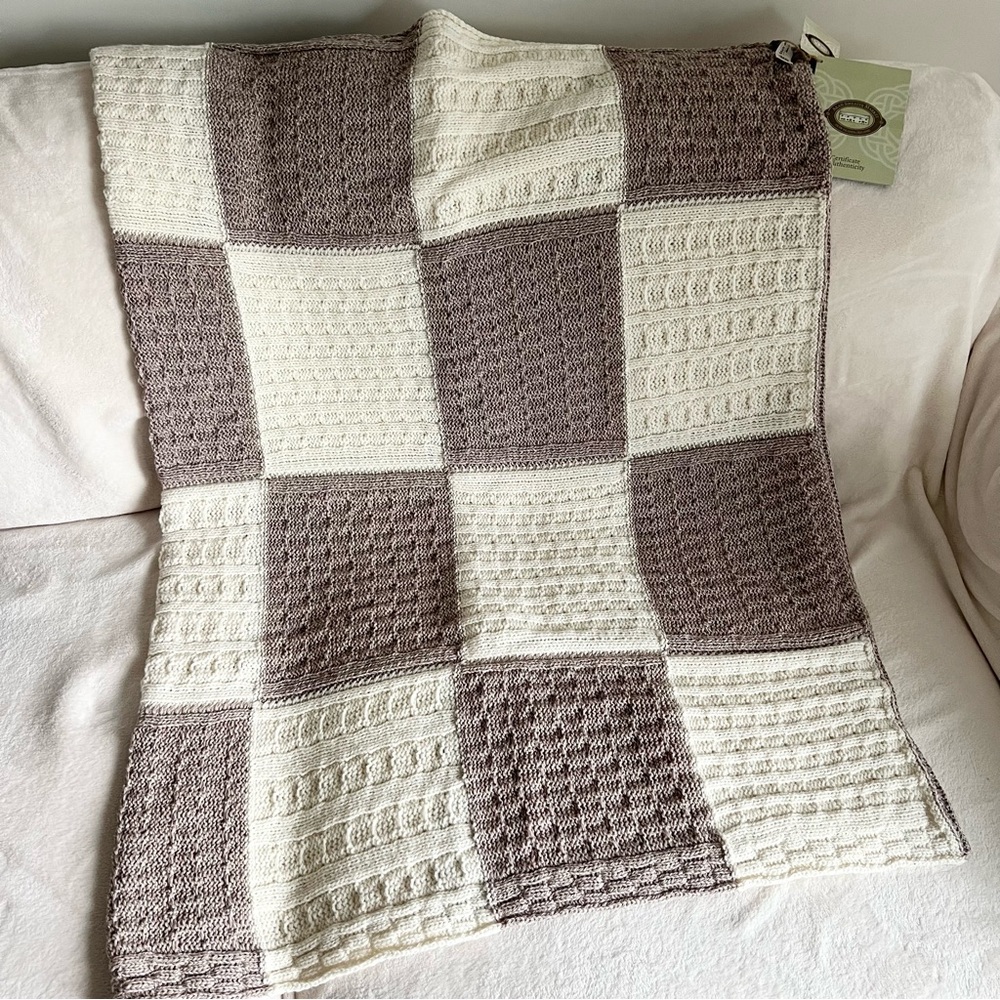 Aran Wool Knit Throw Blanket